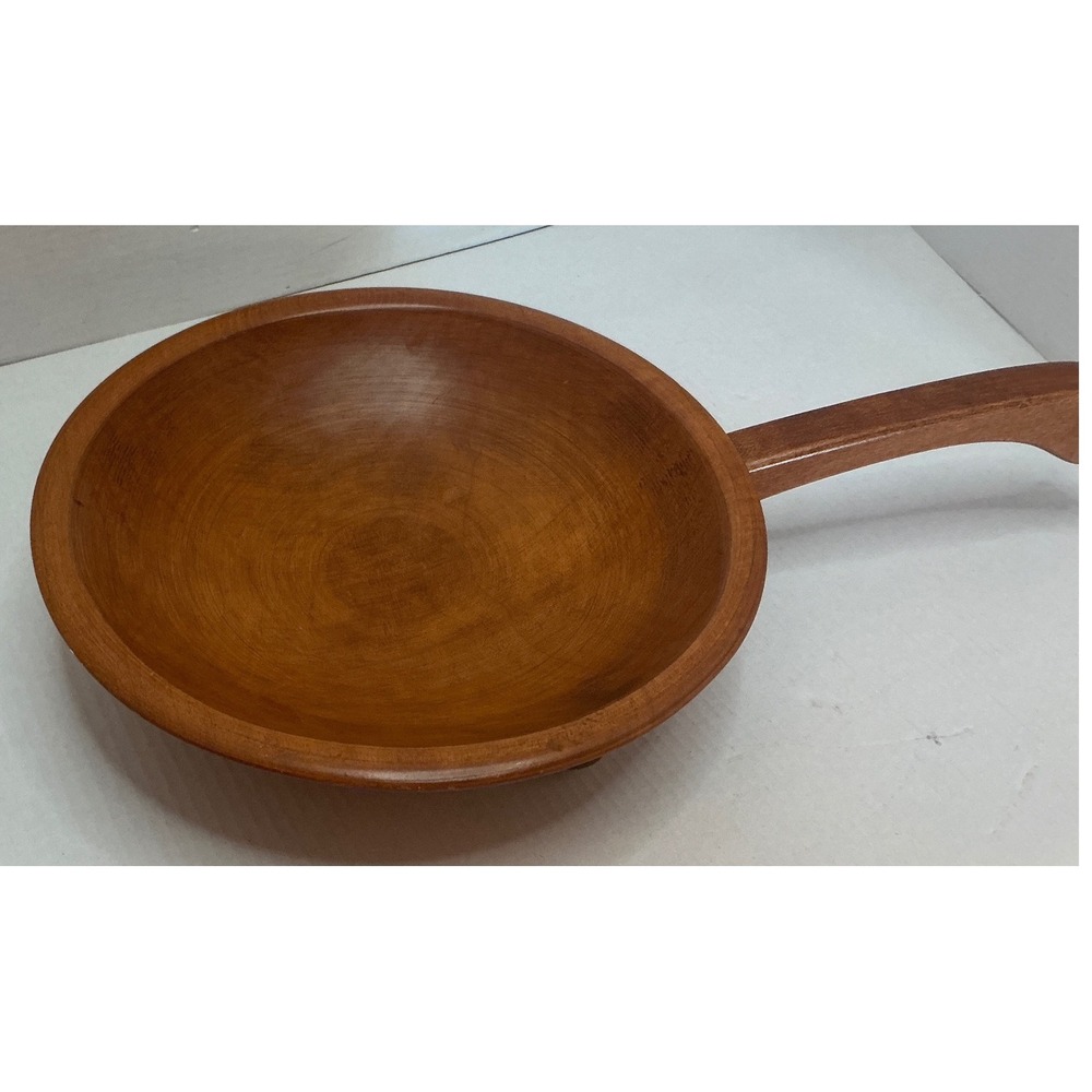 Munising Vintage Wooden Skillet Bowl Handled Serving Dish 9 Inch Rustic Decor